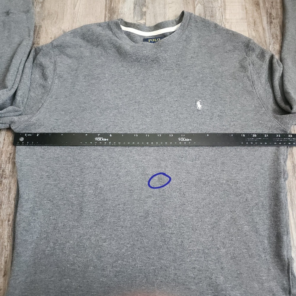 Polo Ralph Lauren Thermal Shirt Mens 2XL Gray Waffle Knit Long Sleeve Pony Logo - Picture 5 of 5